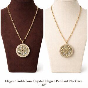 NWT Ann Taylor Prism Pendant Gold Tone 18"Necklace with Rhinestone Accent